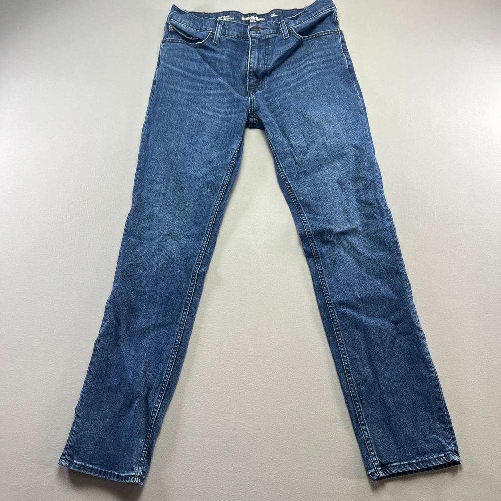 Goodfellow Jeans Mens 32x32 Blue Denim Cotton Slim Fit Mid Rise Straight Leg